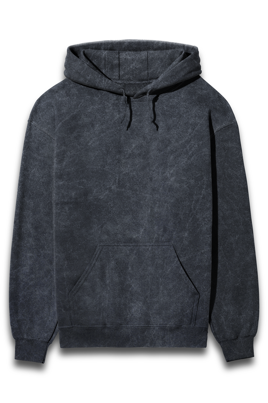 Navy Blue Acid Wash Hooded Sweatshirt