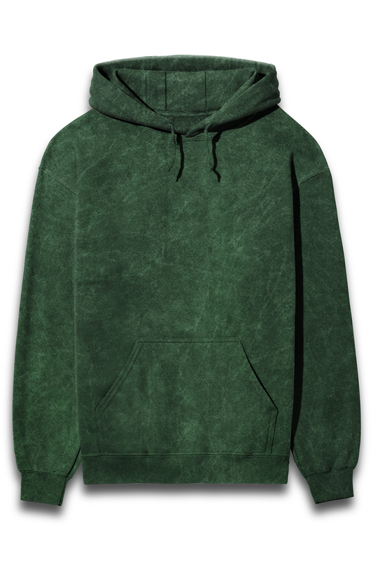 Green Acid Wash Hooded Sweatshirt