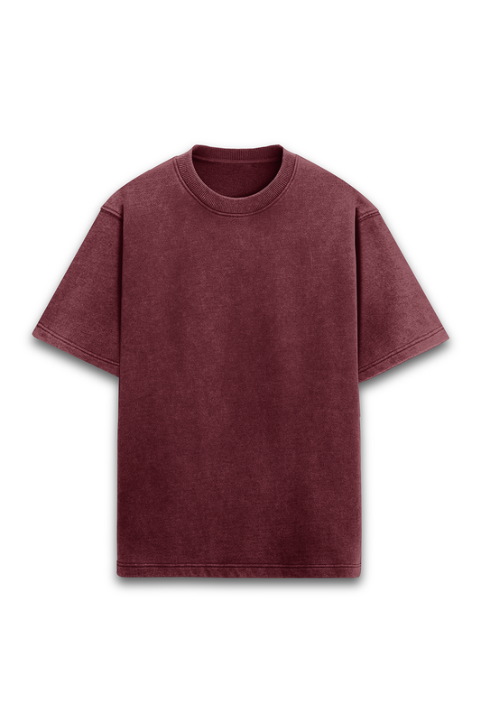 Maroon Acid Wash Oversized T-shirt