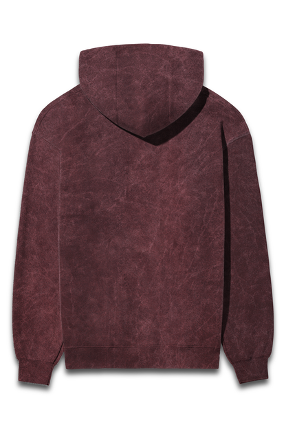 Maroon Acid Wash Hooded Sweatshirt